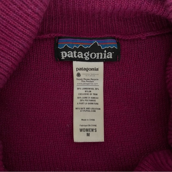 PATAGONIA Wool Blend Magenta Cowl Neck Off-the-Shoulder Sweater Pullover - Picture 3 of 3